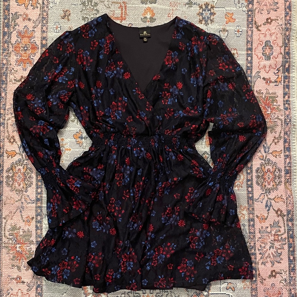 Disney Princess Floral V-Neck Dress